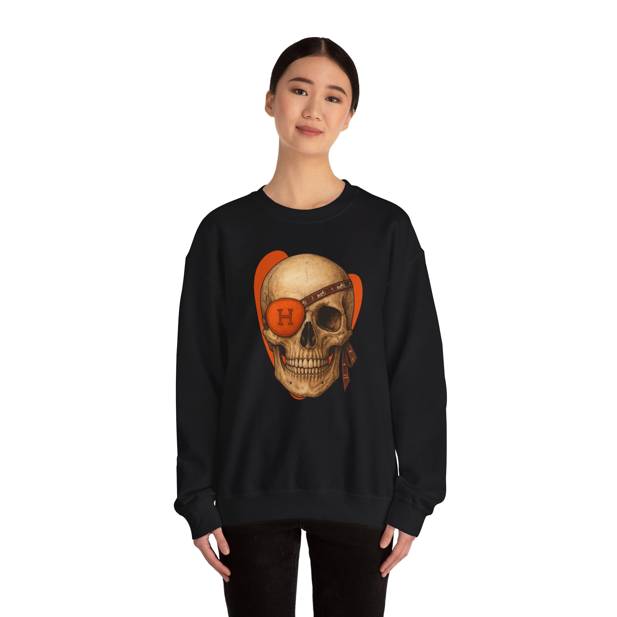 🧡 Haute Pirate Skull – Spooky Luxe Sweatshirt
