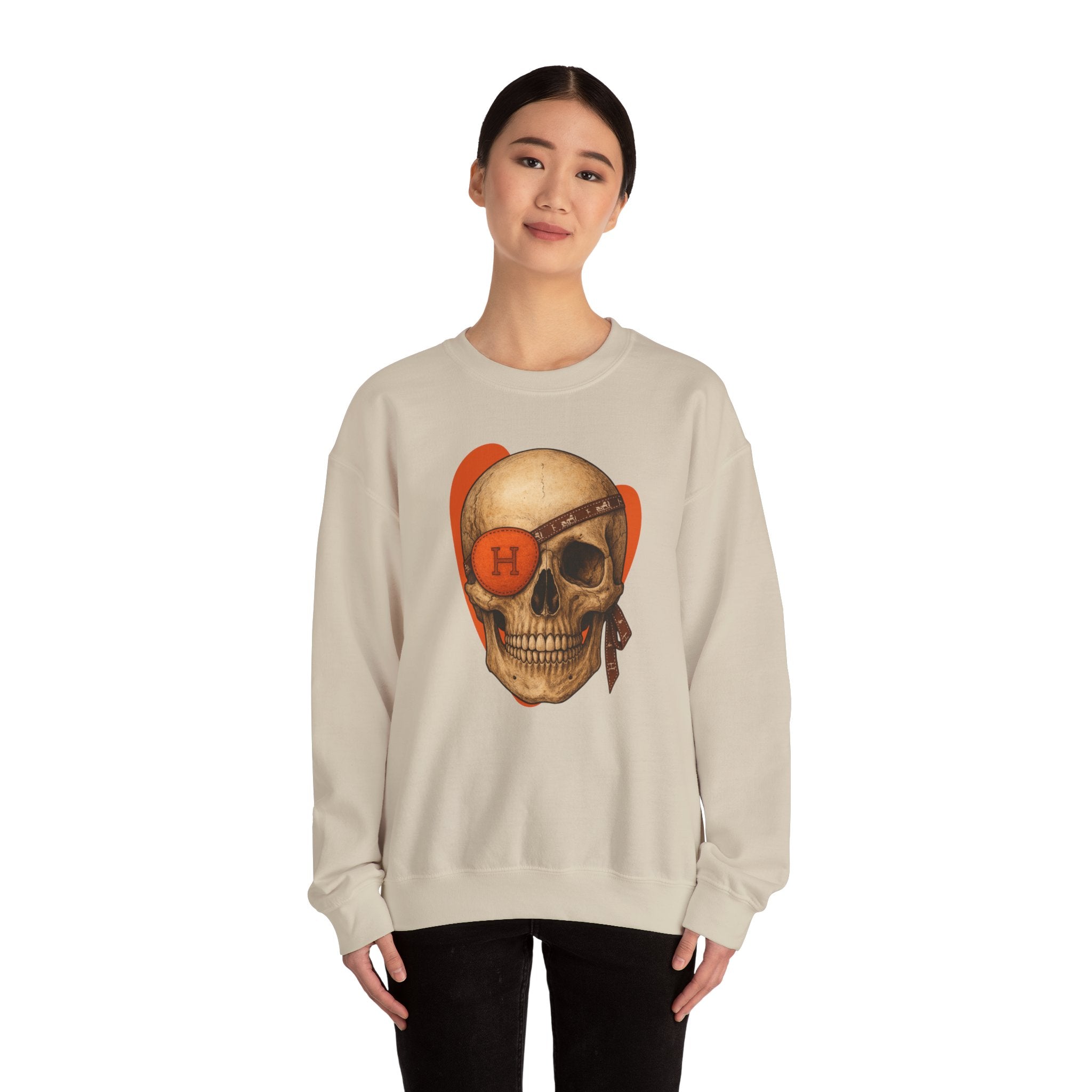 🧡 Haute Pirate Skull – Spooky Luxe Sweatshirt