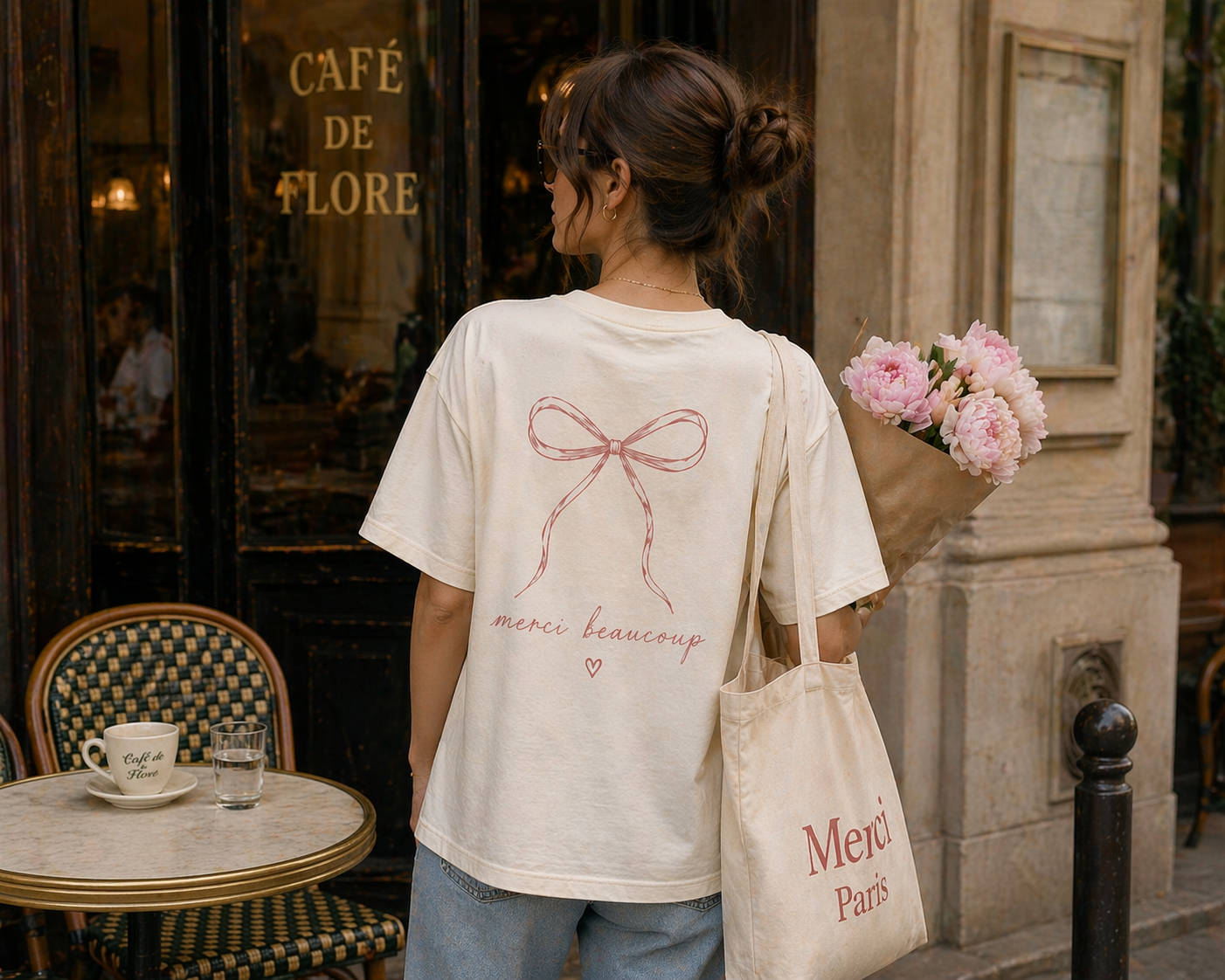 Merci Beaucoup Bow Tee
