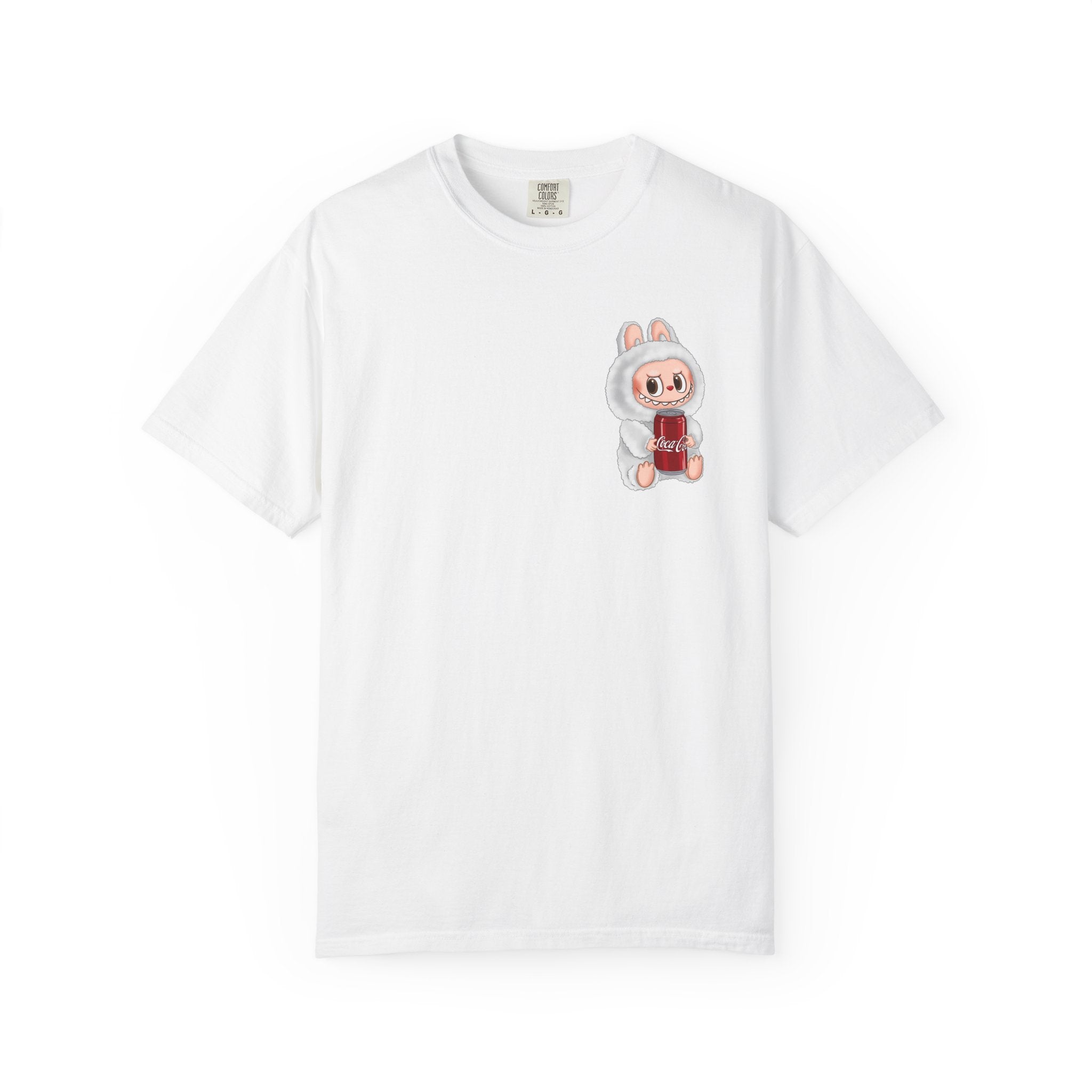 Labubu retro soda Tee – cute bunny character with soda can on Comfort Colors shirt. Vintage fit, 100% cotton unisex tee.