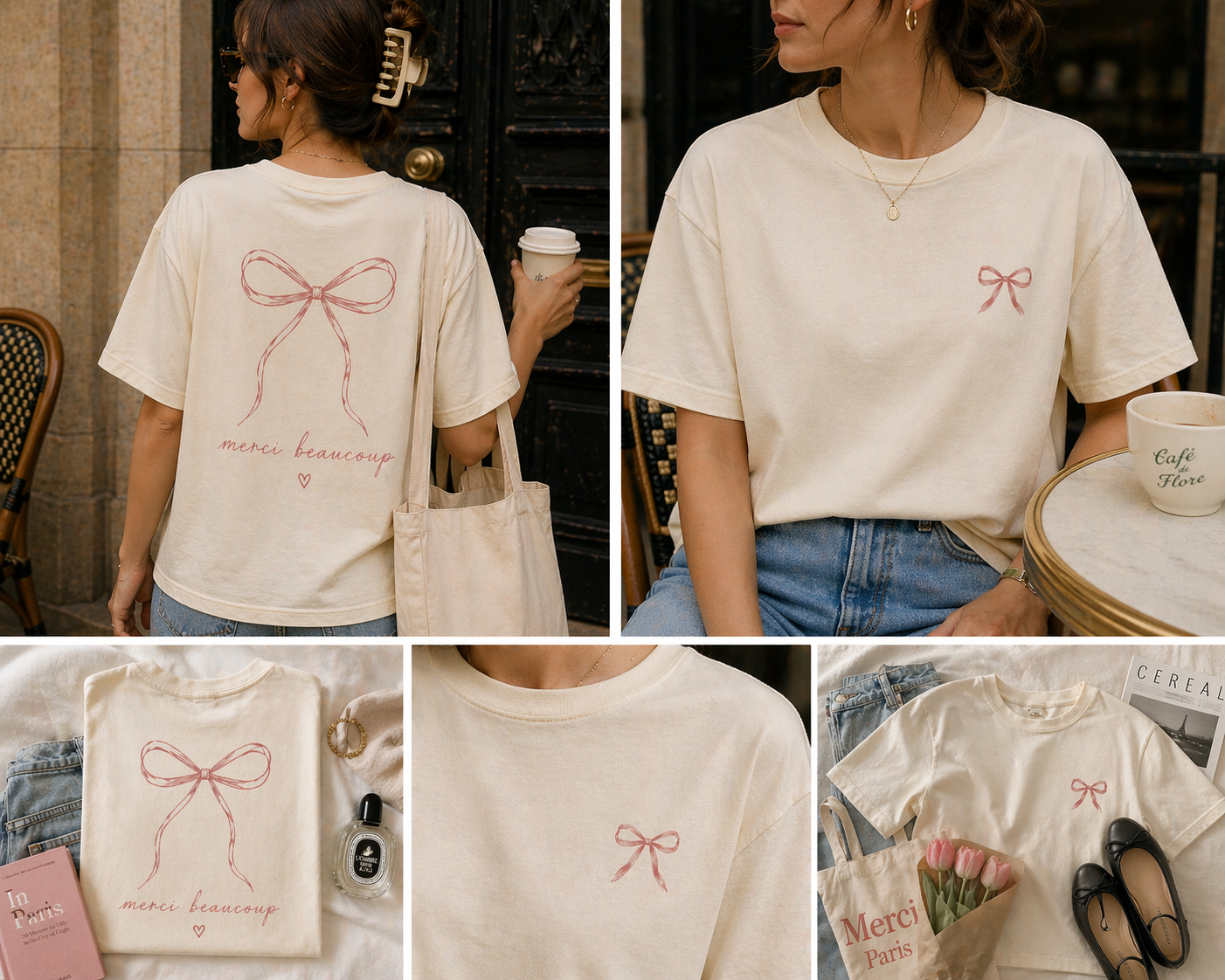 Merci Beaucoup Bow Tee